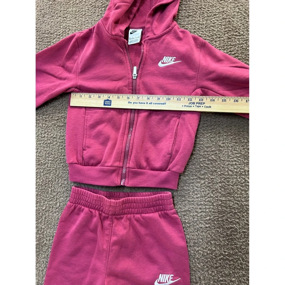 Nike Kids Berry Pink Fleece Tracksuit Full Zip Hoodie and Joggers Set Size 4-5Y